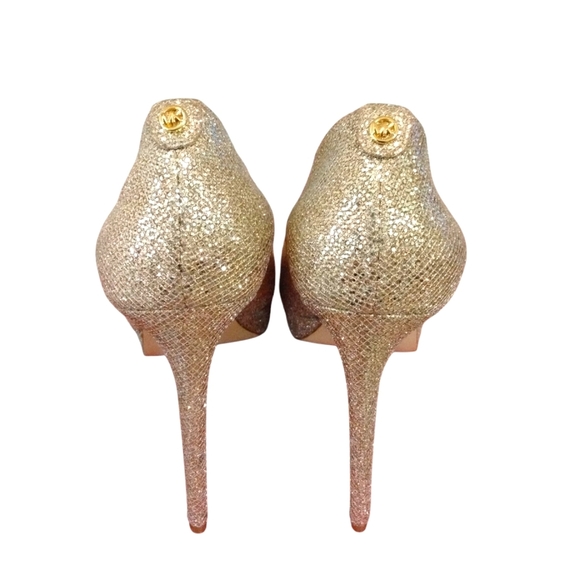 Michael Kors Gold Glitter Stiletto Heels Size 10 - Picture 7 of 10